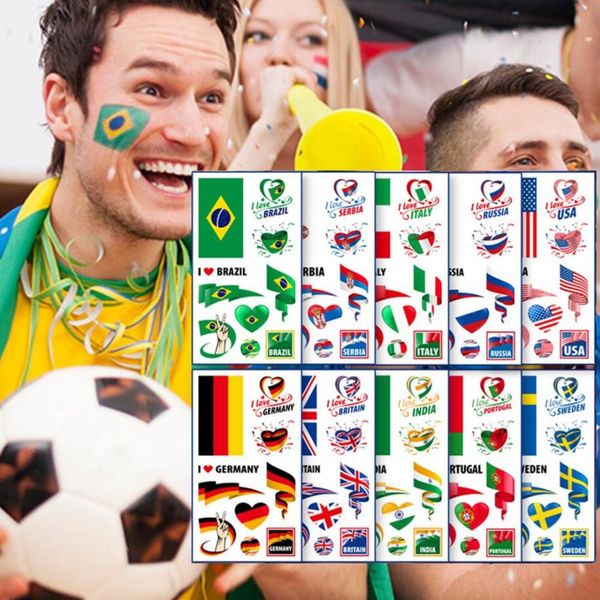 

2022 world cup flag tattoo sticker party supplies premium waterproof temporary tattoos sticker for football partys favor decoration