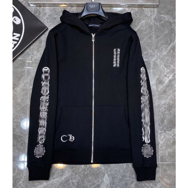 

men's luxury fashion sweatshirts classic brand ch zipper hoodies women men loose pullover hooded designer horseshoe hoodie sweater jack, Black