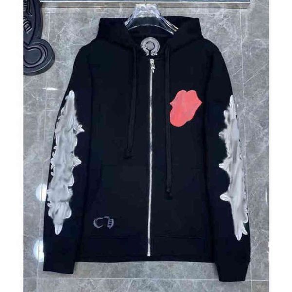 

fashion men's luxury sweatshirts classic brand ch zipper hoodies women men loose pullover hooded designer horseshoe hoodie sweater jack, Black