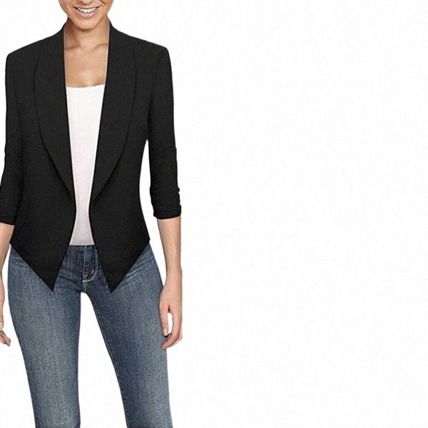 

women's suits & blazers women's suits & blazers women solid cardigan casual office work coat long sleeve jackets irregular hem plu, White;black
