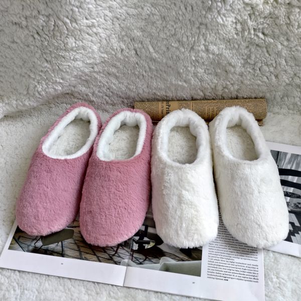 

autumn and winter plush household slippers soft bottom warm cotton slippers, Black
