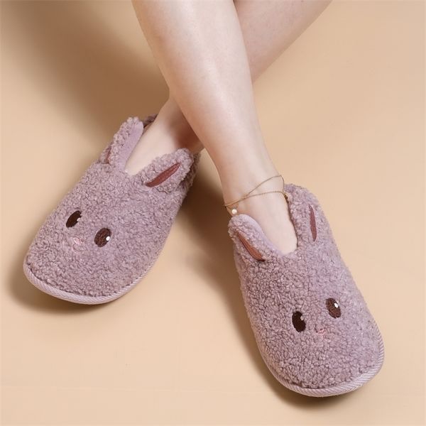 

slippers comwarm winter house women fur soft memory foam sole cute cartoon bedroom ladies fluffy couple plush shoes 220901, Black
