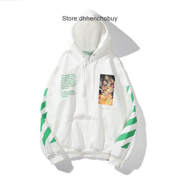 

men's hoodies loose classic mens offs sweatshirts fashion brand hoodie designers luxury pullover back oil paint arrow x men women t shi, Black