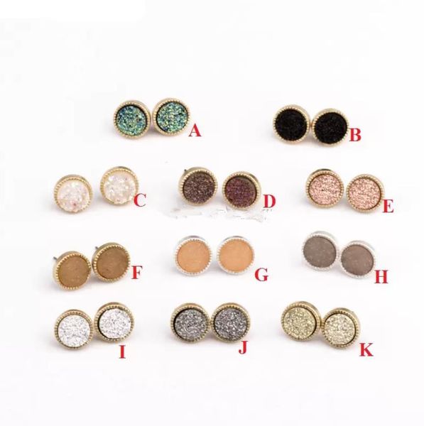 

stud druzy drusy earrings gold plated mini round resin stud christmas gift drop delivery 2021 jewelry dhseller2010 dhnkb, Golden;silver