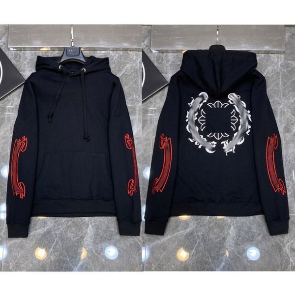 

luxury men's classic sweatshirts ch brand fashion hoodies men woman designer horseshoe cross pullover hooded zipper sweater loose jacke, Black