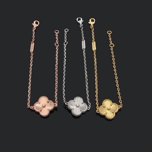 

designer clover bracelet fashion womens gold link bracelets four-leaf flowers bracelets jewelry, Black