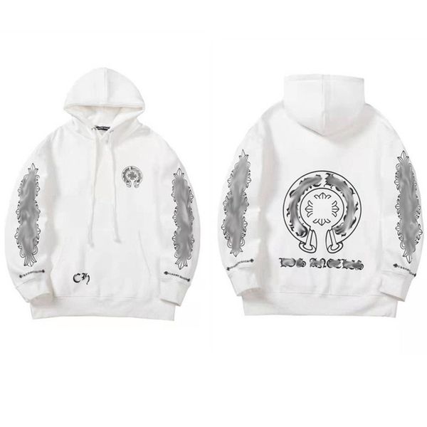 

men's luxury classic sweatshirts brand ch designer hoodie fashion men women horseshoe sanskrit loose zipper jacket pullover hooded coa, Black