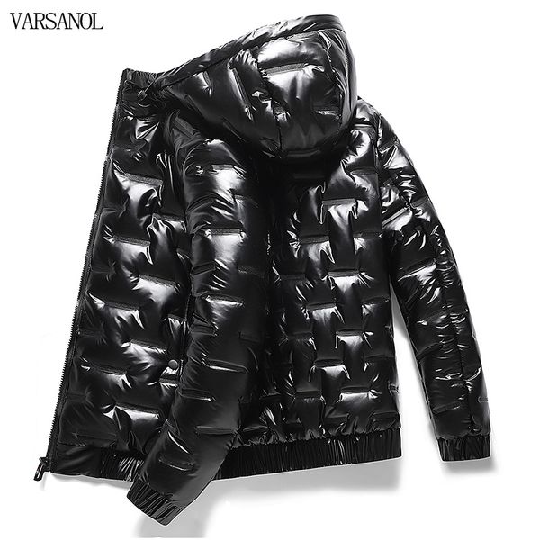 

mens down parkas varsanol winter hooded parkas men windbreaker fashion thermal coats mens thick warm glossy black jackets outwear mens cloth