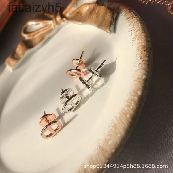 

charm designer aijia s925 sterling silver pig nose earrings versatile cute korean ins silver jewelryh23q, Golden