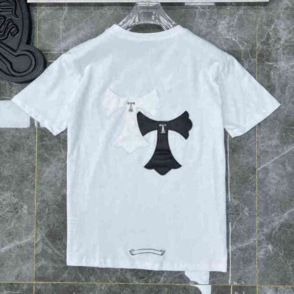 

fashion mens luxury t shirts ch brand man t-shirt horseshoe flower tees summer cross sanskrit letter short sleeve designer tshirts women shi, White;black
