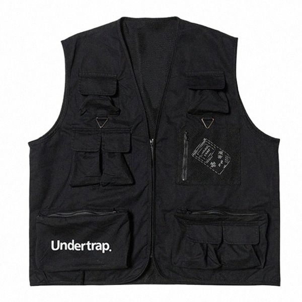 

men's vests men's vests 2021 men hip hop combat vest multi pocket tactical sleeveless jacket harajuku streetwear bomber waistcoat, Black;white