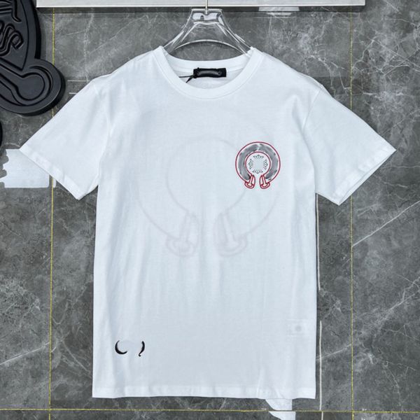 

classic mens luxury t shirts ch brand fashion men sanskrit letter t-shirt horseshoe cross designer tshirts man hip hop sweater summer loose, White;black