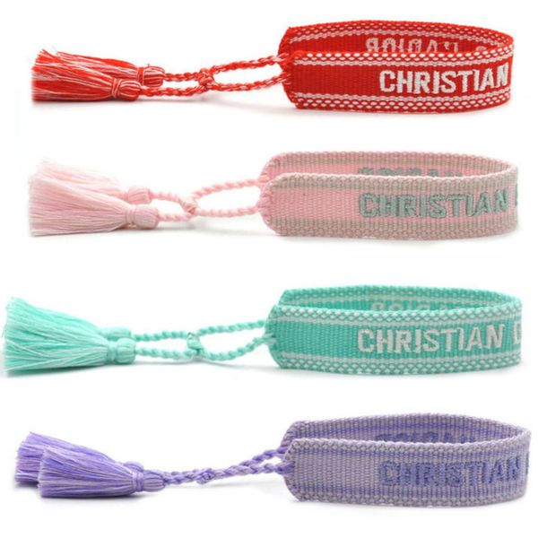 

fashion brand friendship charm bracelets bangles women men adjustable embroidery tassel bangle couple braided jewelry designer woven fabrics, Golden;silver