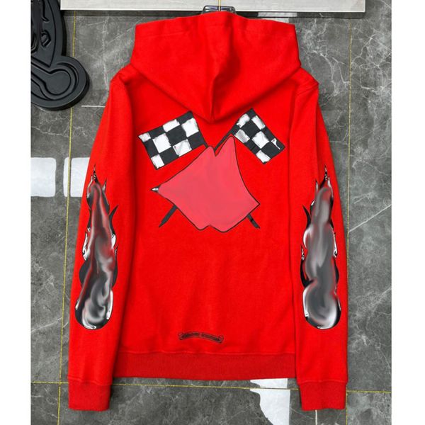 

men's fashion luxury sweatshirts classic ch hoodie hooded designer horseshoe sanskrit loose zipper jacket pullover coat women sweatshi, Black