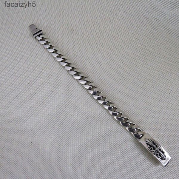 

bangle designer croix sterling silver s925 bracelet men's rough simple smooth face bracelet fashion trendy hand jewelryb9kn, Black