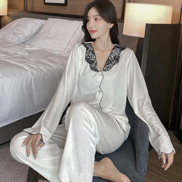 

velour pajamas sets lady sleepwear lounge wear shirt amp pants nightwear, Black;red