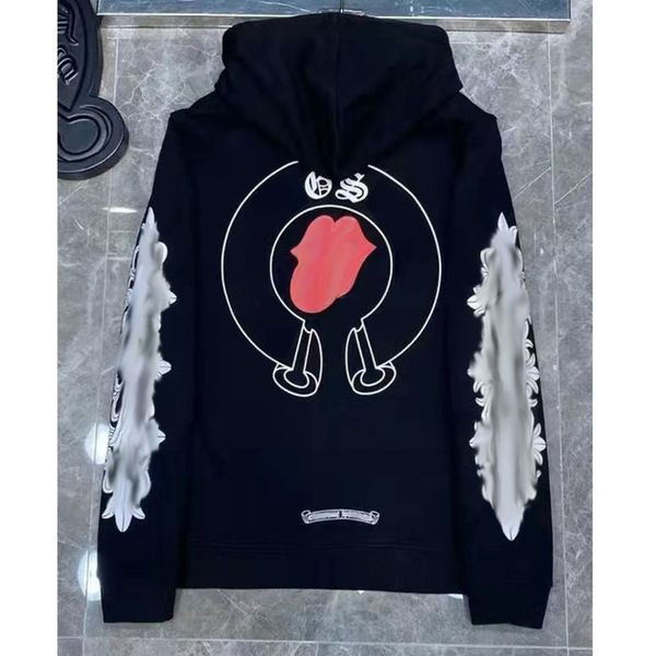 

men's luxury fashion sweatshirts classic ch zipper hoodies women men loose pullover hooded designer horseshoe sanskrit hoodie sweater j, Black