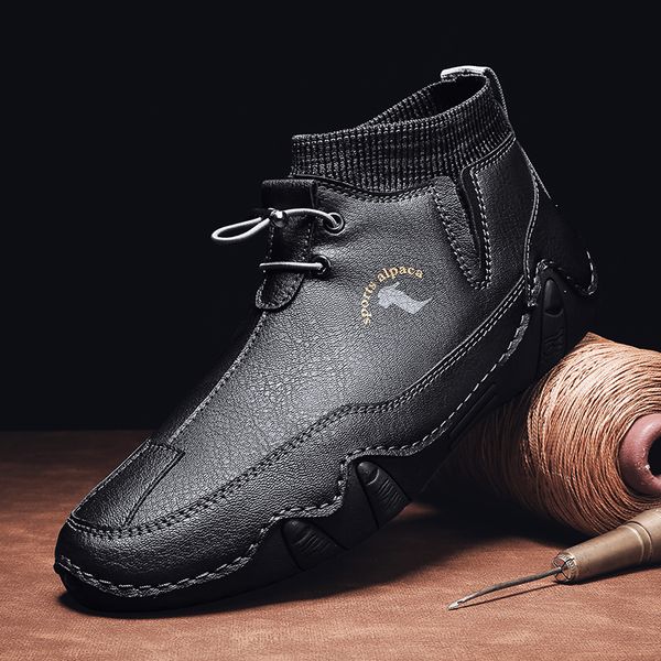 

casual shoes autumn 2022 black pattern light super fiber leather hand sewn breathable wear-resistant non slip soft sole suitable for men, Red;white