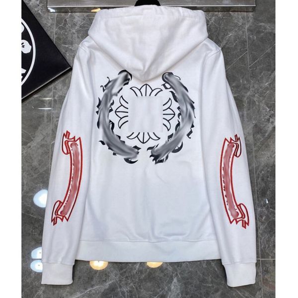 

fashion men's luxury sweatshirts classic ch hoodie hooded designer horseshoe sanskrit loose zipper jacket pullover coat women sweatshi, Black