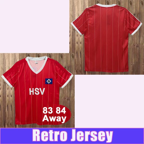 

1983 1984 hamburger sv retro soccer jersey away classic vintage red football shirt uniforms, Black;yellow