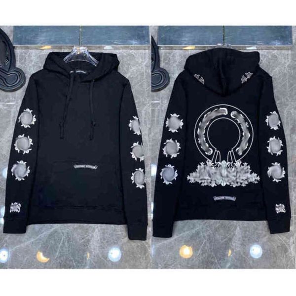 

luxury classic men's sweatshirts ch brand fashion hoodies men woman designer horseshoe cross pullover hooded zipper sweater loose jacke, Black
