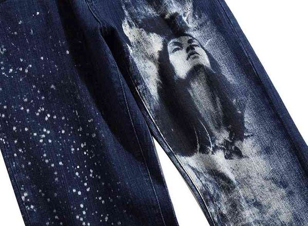 

men's fashion jeans enrica men's casual printed jeans skinny, Blue