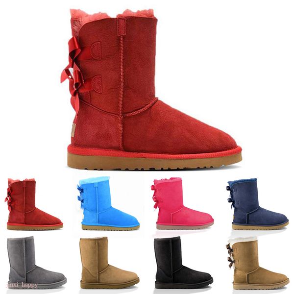 

australia bow u snowshoes high women snow boots soft comfortable sheepskin keep warm plush boot with card dustbag beautiful gifts 5062g