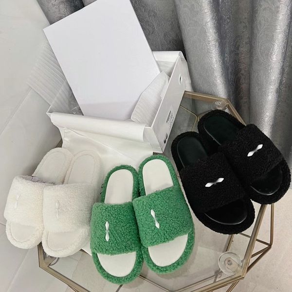 

grid bumper garden sandals compass bumper designer luxury women casual wool slippers winter home outdoor lady slides, Black