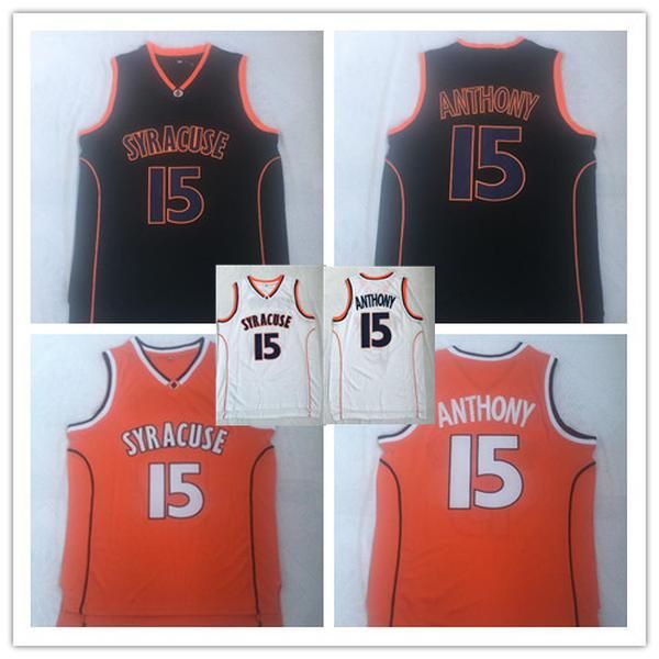 

syracuse 15 carmelo anthony college ncaa jersey orange black white mens basketball wears jerseys stitched university shi
