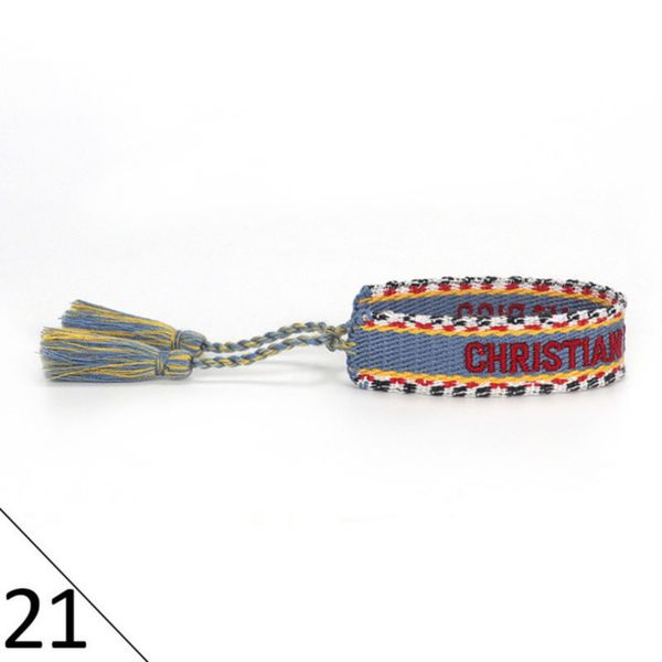 

fashion designers wovens friendship bracelet for luxury brand handmade braided bracelets with tassel print embroidery men bangle code 20-38, Golden;silver