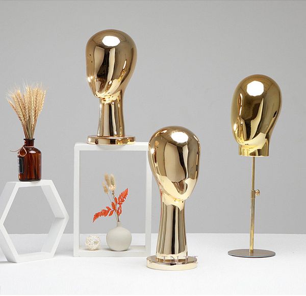 

new arrive electroplating mannequin head silver and golden head model customized, Khaki
