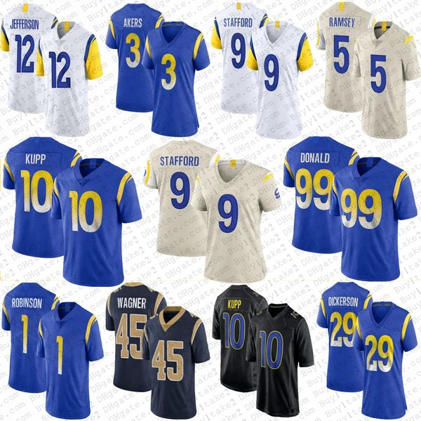 

cooper kupp 99 aaron donald custom football jerseys 9 matthew stafford 5 jalen ramsey cam akers matt gay bobby wagner nick scott allen robin, Black;red