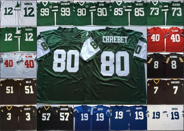 

men jersey ncaa vintage football stitched mens jerseys 40 pat tillman 7 morten andersen 57 rickey jackson 80 wayne chrebet 85 wesley walker, Black