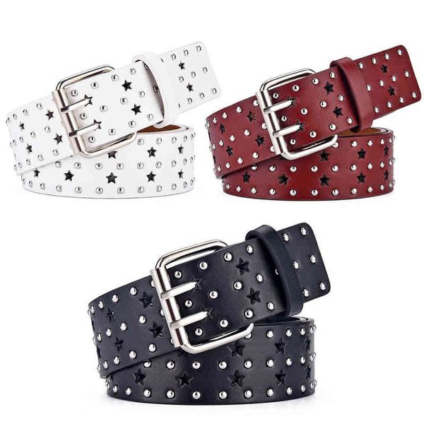 

belts new five pointed star hollow belt style hip hop punk rivet casual jeans fashion decorative, Black;brown