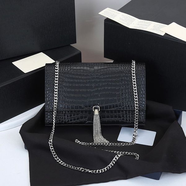 

drawstring bag luxury women chain shoulder bags fashion designers metal pendant hasp crossbody bags lady alligator leather daily storage coi