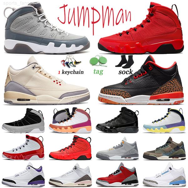 

3 jumpman 9s classic basketball shoes 9 chile red particle grey space jam unc men women trainers muslin 3s neapolitan designer sneakers