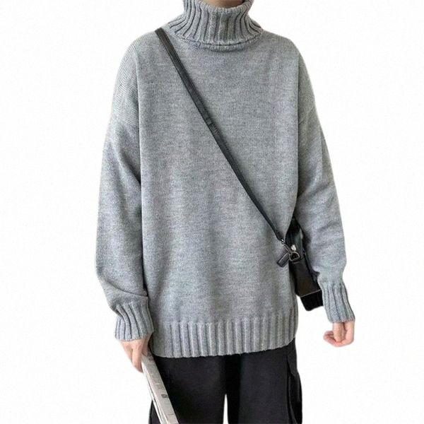 

men's sweaters men's sweaters stylish winter jumper men sweater solid color high collar knitted casual oversize pullover jumpers, White;black