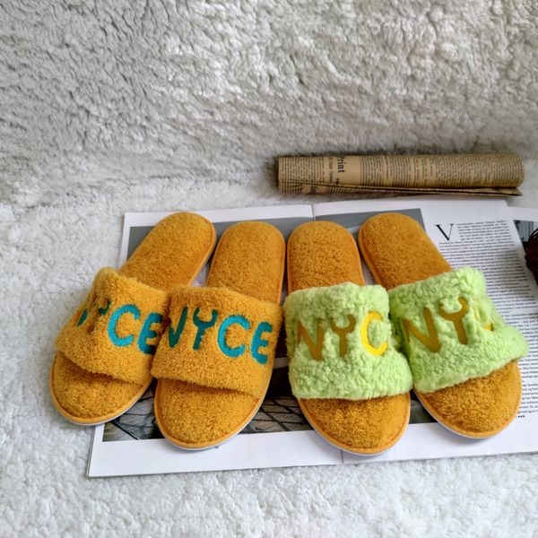 

cotton slippers ins fashion new indoor home autumn and winter letters plush slippers, Black