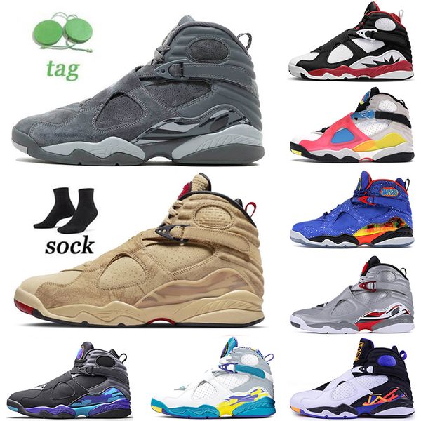 

mens jumpman 8s playoffs basketball shoes paprika 8 size 13 aqua black taxi cement south beach chrome cool grey raid men women retroes sneak, White;red
