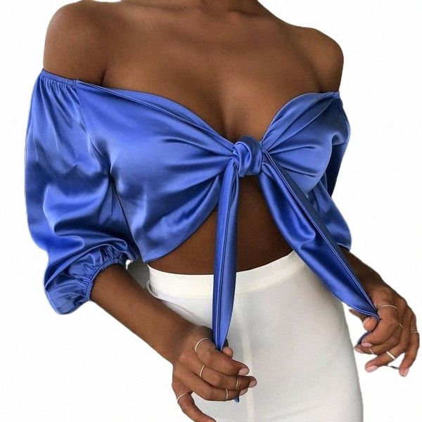 

women's tanks & camis women's tanks & camis satin slik crop women bow sashes v neck sleeveless half sleeve cropped backless femini, White