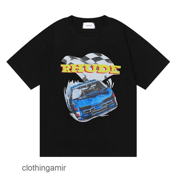

fashion rhude tee brand shirt racing american f1 printed commemorative short sleeve cotton t-shirt for male and female couples large size p, White;black