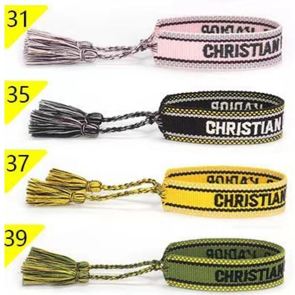 

fashion brand friendship charm bracelets bangles women men adjustable embroidery tassel bangle couple braided jewelry designer woven fabrics, Golden;silver