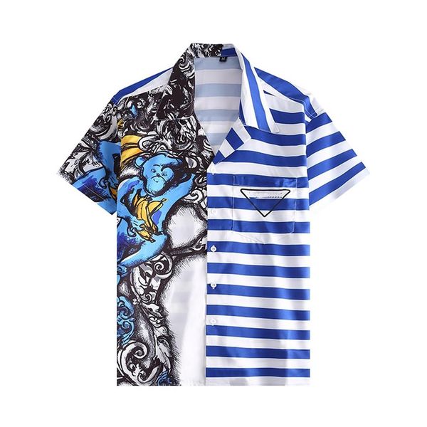 

luxury designer blouse shirts men's fashion harajuku flower hawaii tiger head print tshirt casual shirts men short sle261c, White;black