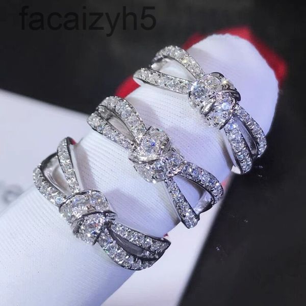 

band rings designer xiaoshangjia marriage ring female 925 sterling silver plated 18k gold twisted cross full diamond wedding ringt1l8