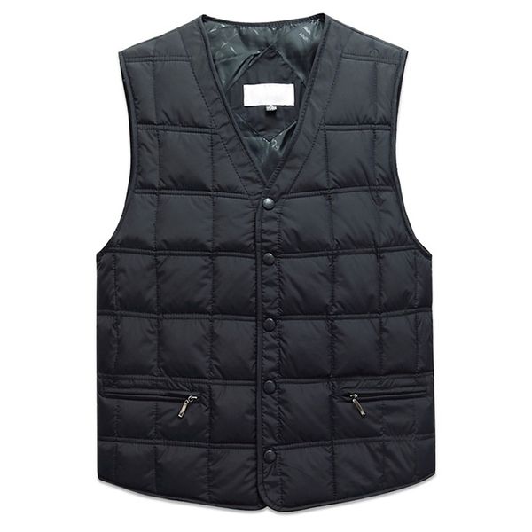 

mens down parkas duck down sleeveless jacket for men winter windbreaker parka warm thick vest male casual outerwear snow waistcoat with pock, Black