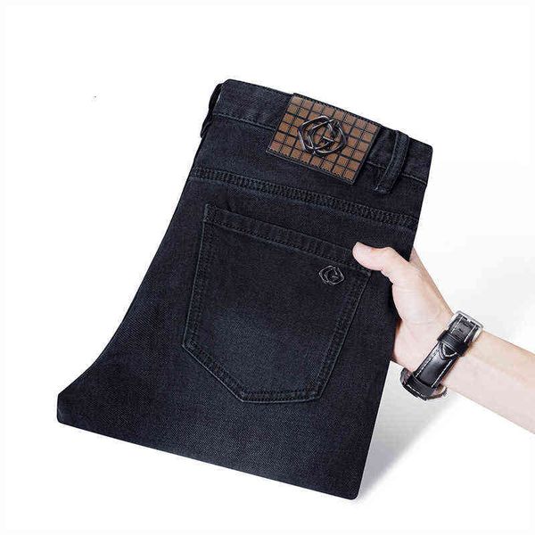 

jeans gouoi men's autumn and winter style korean fashion elastic slim fit small feet high-end brand casual pantsah5v, Blue