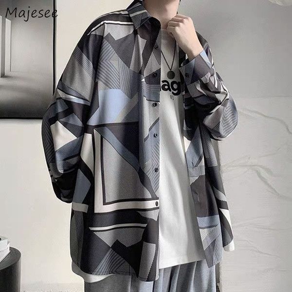 

men s casual shirts long sleeve men japanese style loose harajuku hawaii beach stylish personality print shirt males design camisa 220901, White;black