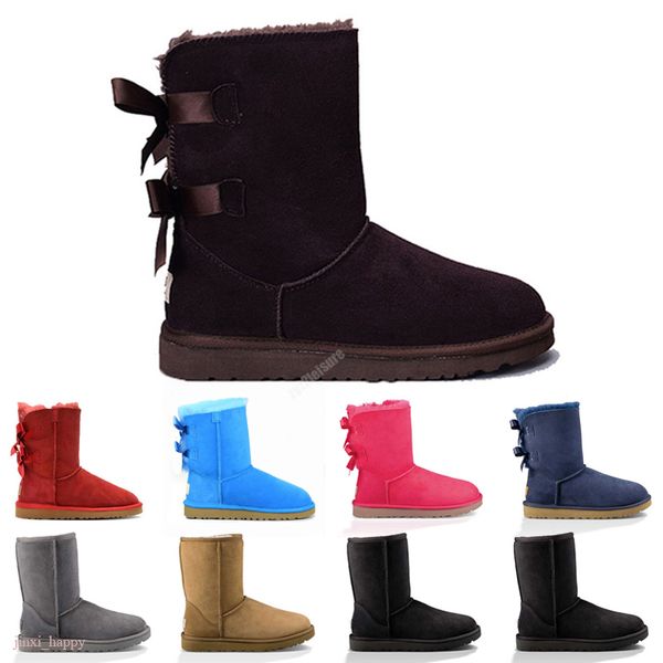 

australia bow u snowshoes high women snow boots soft comfortable sheepskin keep warm plush boot with card dustbag beautiful gifts 5062g
