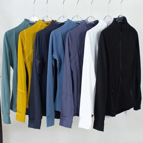 

7c50 women's jackets lu's the same yoga clothes sports spring and autumn running fitness long sleeve stand collar zipper tight vd6, Black;brown