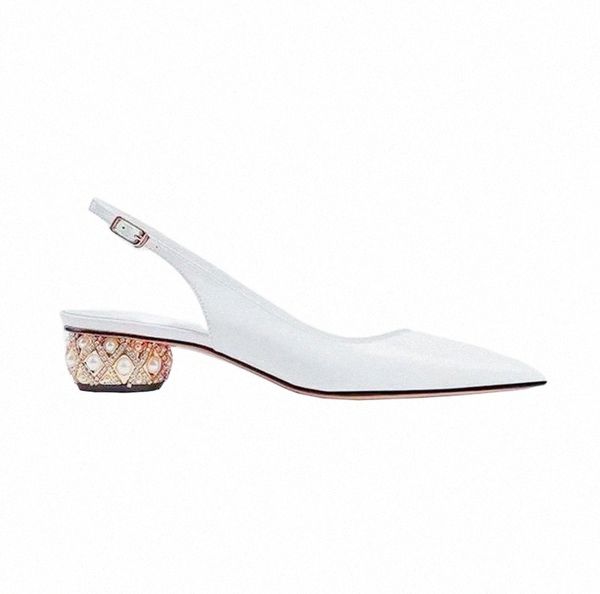 

2022 womens sandals pearl rhinestones embellish the heel charm simple elegant charming atmosphere sandal, Black